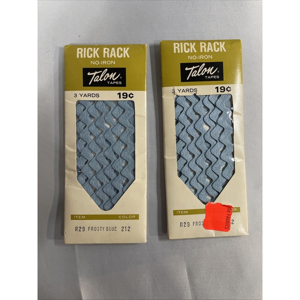 Vintage Talon R29 Frosty Blue 212 Rick Rack Medium 100% Cotton 3 yards Each NIP